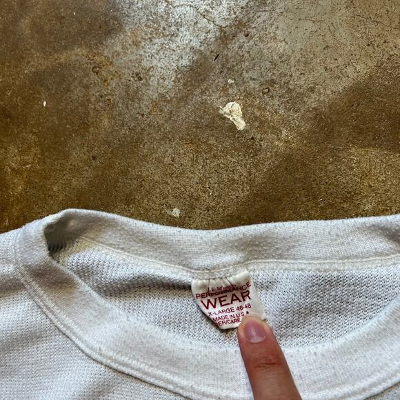 Vintage 80s J.E. Morgan Performance Wear White Thermal Shirt - Picture 4 of 4